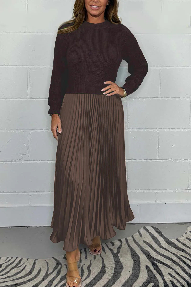 Long SleeveJumper &Pleated Bottom Dress
