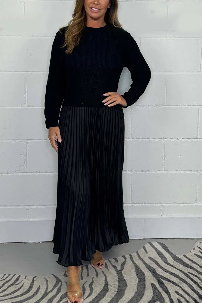 Long SleeveJumper &Pleated Bottom Dress