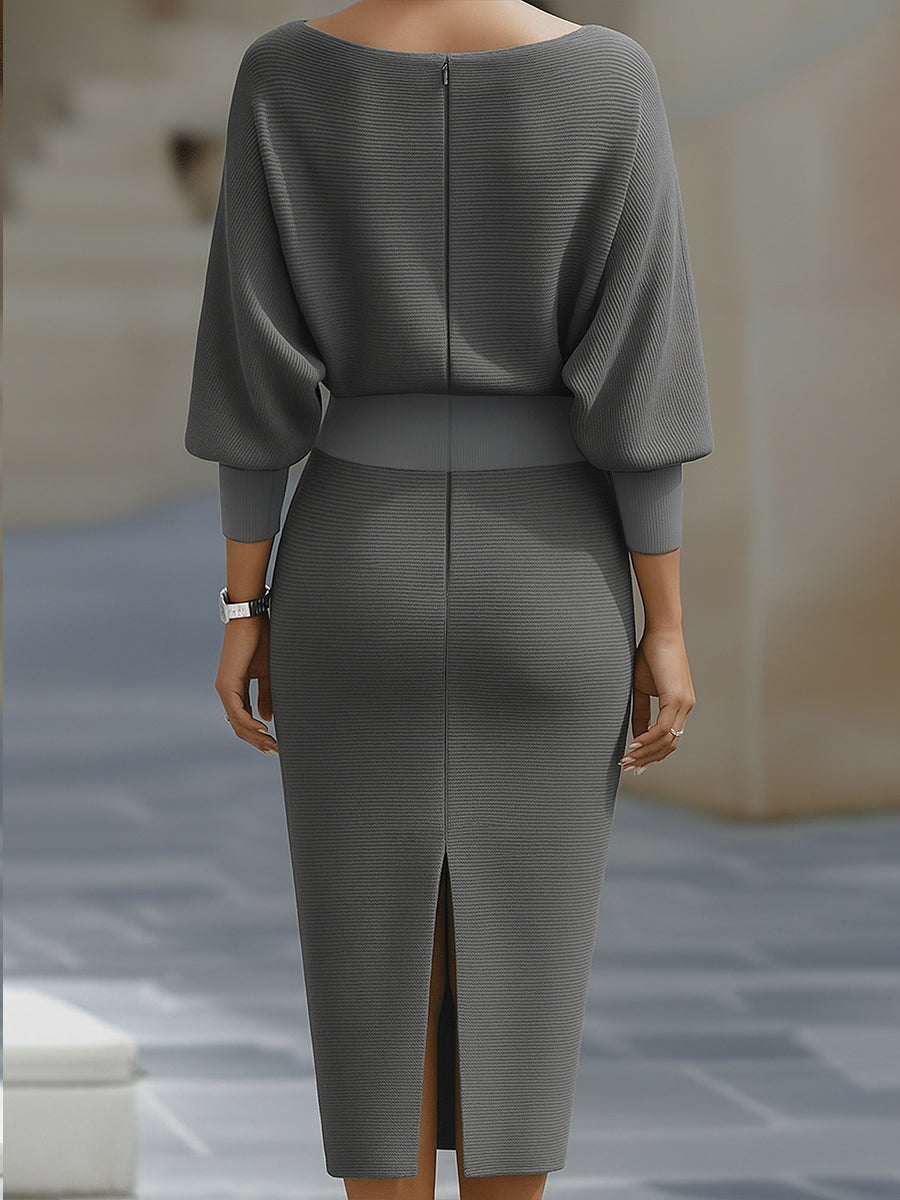 Classic White Draped Midi Dress